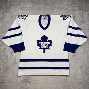 Toronto Maple Leafs Jersey Youth Large White Blue Vintage 90s NHL Hockey Maska